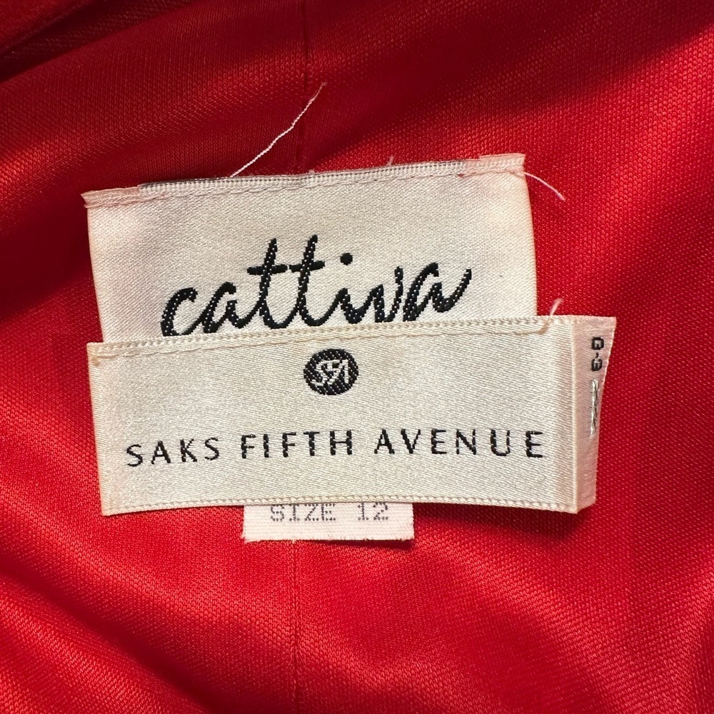 Vtg 80s Cattiva Saks Fifth Avenue Red Tiered Ruffle Dress Jacket Set Sz 12 USA - Picture 5 of 12